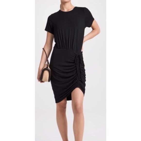 VERONICA BEARD Ruched Hannock M Dress In Black - Picture 7 of 11